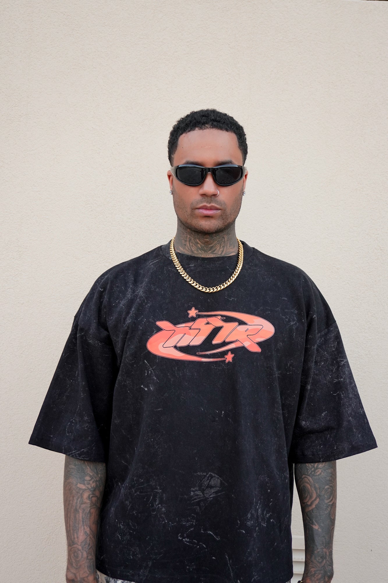 Cosmo Orange Camo Acid Wash