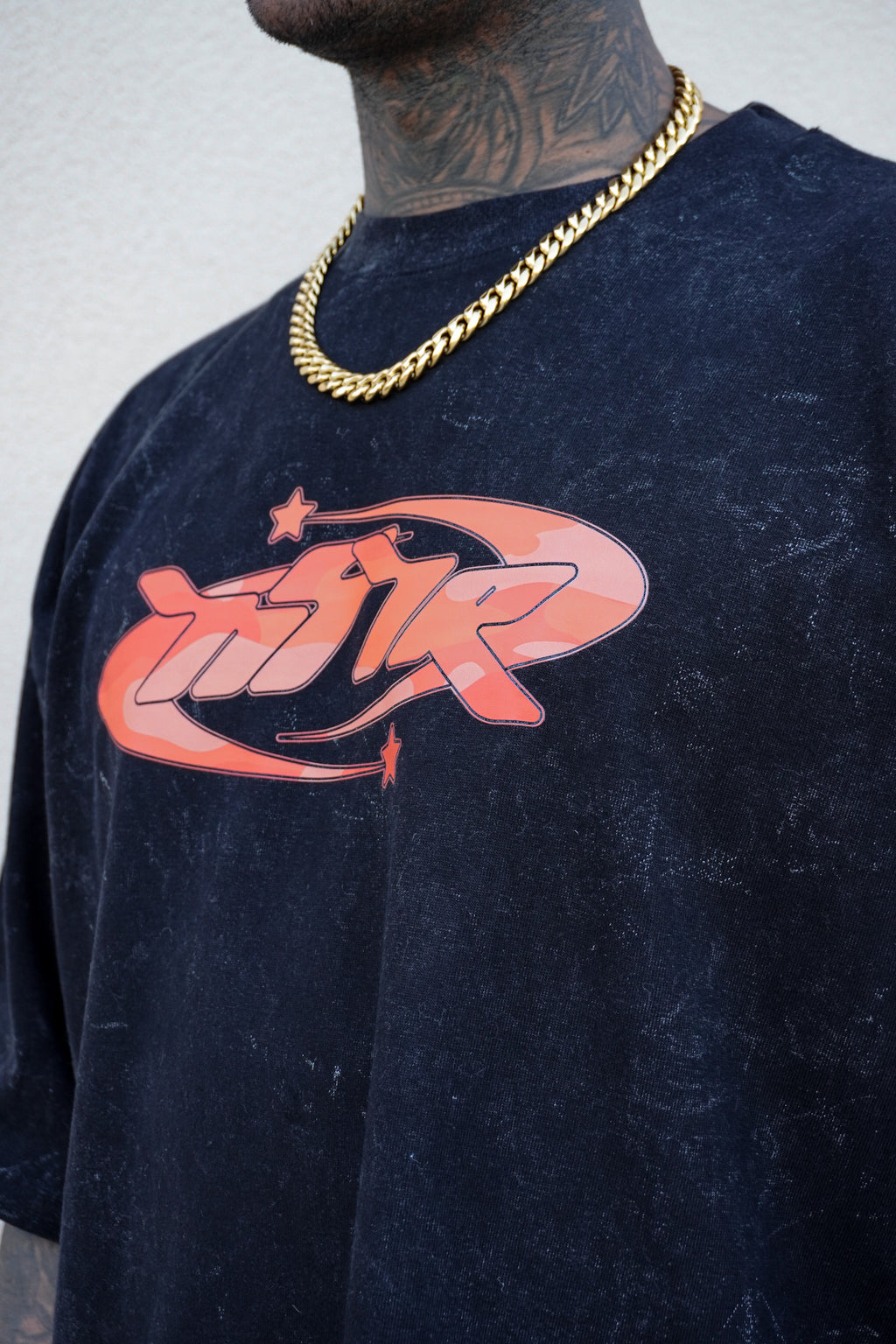 Cosmo Orange Camo Acid Wash